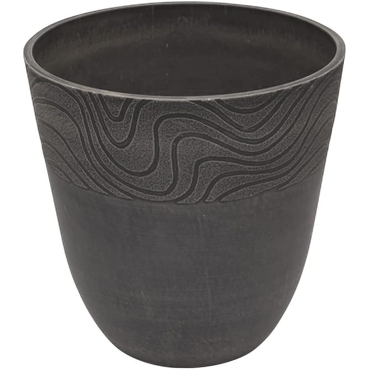 Lead Style Smooth Calm Pot 40 Planter with Hole Resin Charcoal φ40×H40cm S-13V40CH