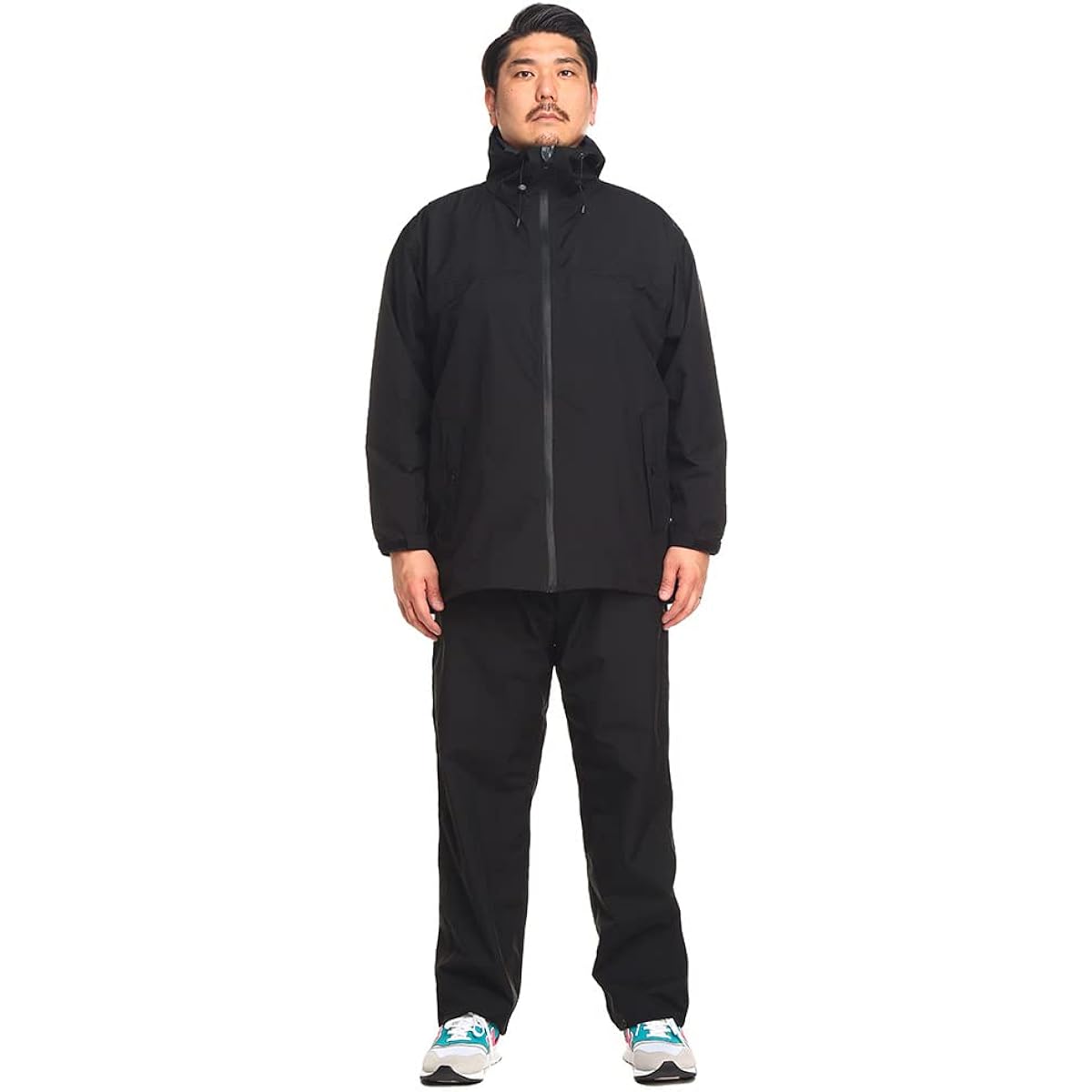 [B&T CLUB] [Sakazen] Large Size Men's Rainwear Waterproof Stretch Parka Long Pants Top and Bottom Set Setup Rain Gear for Commuting to School or Kappa Rainy Season Black Khaki 3L 4L 5L 6L 7L 8L 9L Equivalent BIG SIZE
