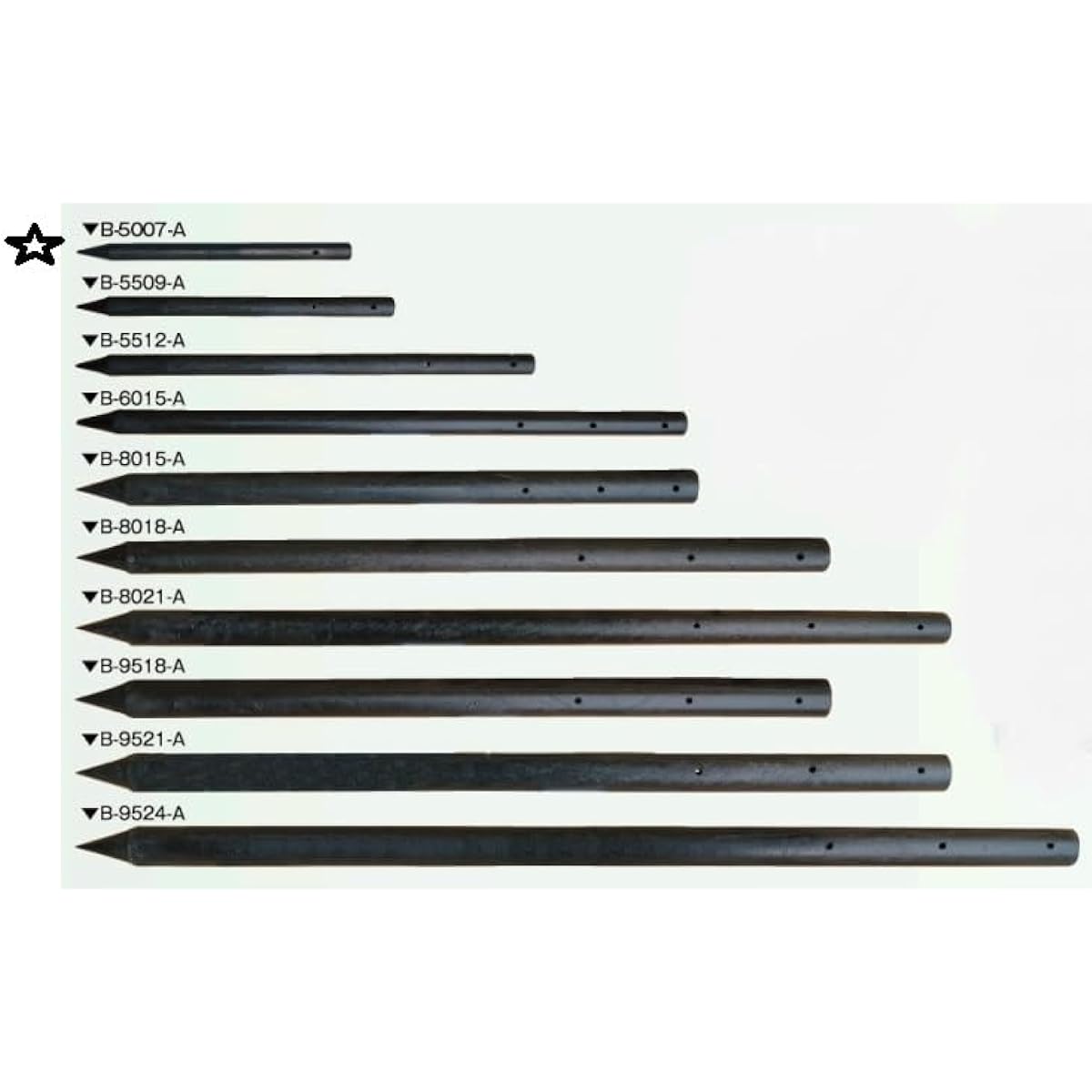 Universal pile φ50x750 without holes 16 pieces