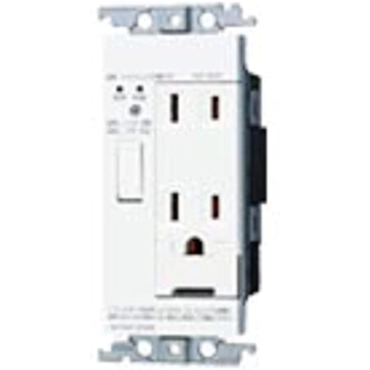 Panasonic Cosmo Series Wide 21 Heat Sensitive/Tracking Notification Outlet Embedded Outlet/Grounded Outlet with Earth Terminal, With Shutoff Function, Metal Frame, White WTN35123WK