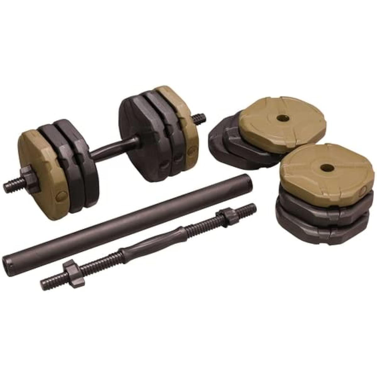 [Leading Edge] 2WAY Army Dumbbell 10kg x 2 & Connecting Shaft