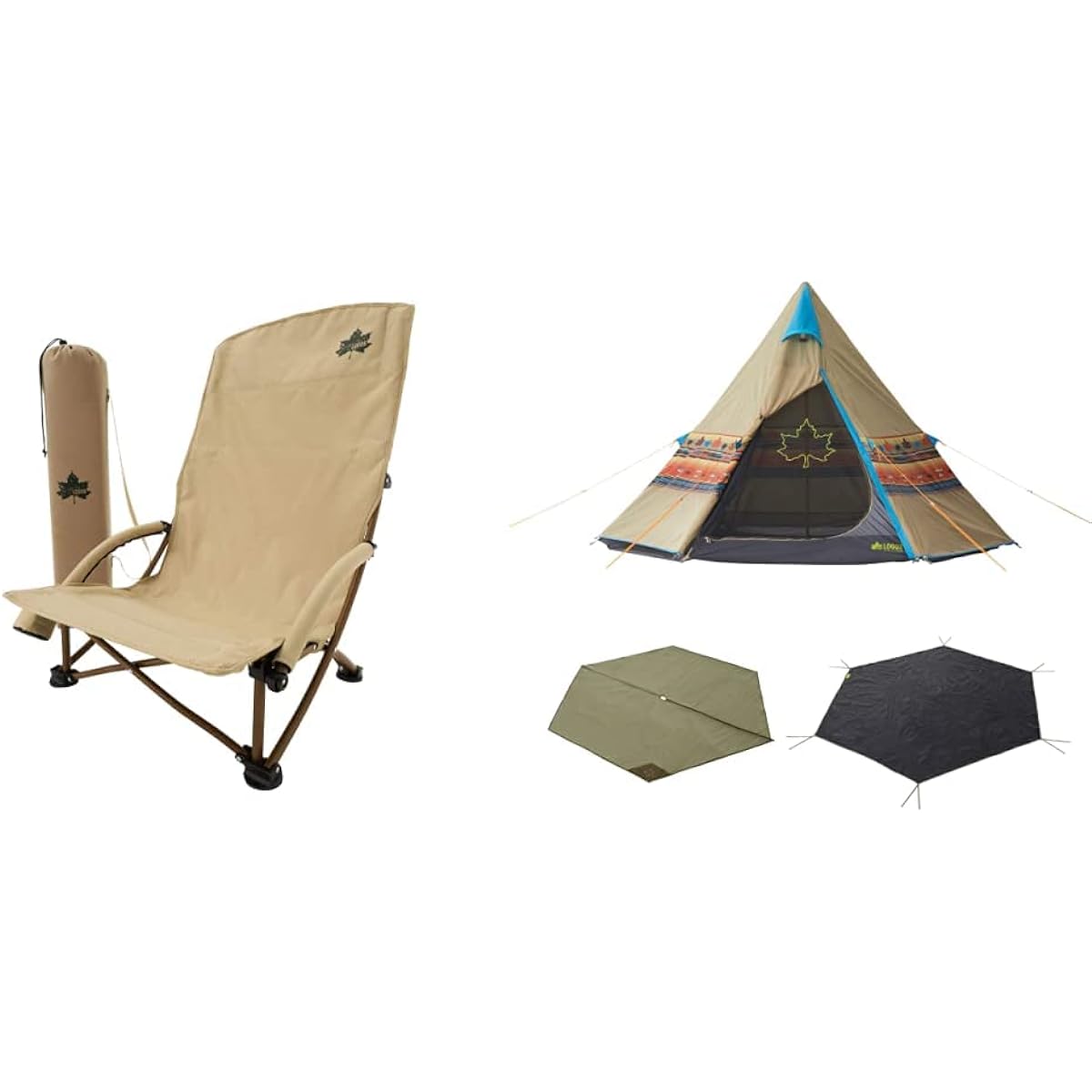 LOGOS Tradcanvas Portable Cross-legged Chair +Navajo TEPEE 300 Set-BB