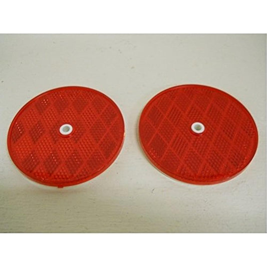 (2) Red 3 "Round Track SEMI Trailer Mail Box Reflectors /Center Hole