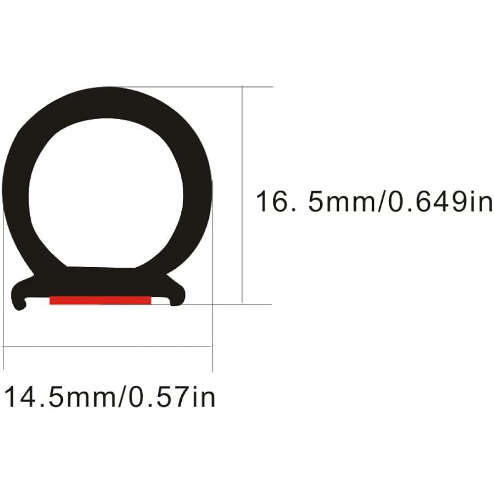 KX AUTOMOTIVE Universal Weather Strip EPDM Rubber Seal Strip D Type Self -adhesive vehicle Truck Door Weather Strip Soundproof Sound Insulation Sheering (25 feet (7.65 meters))
