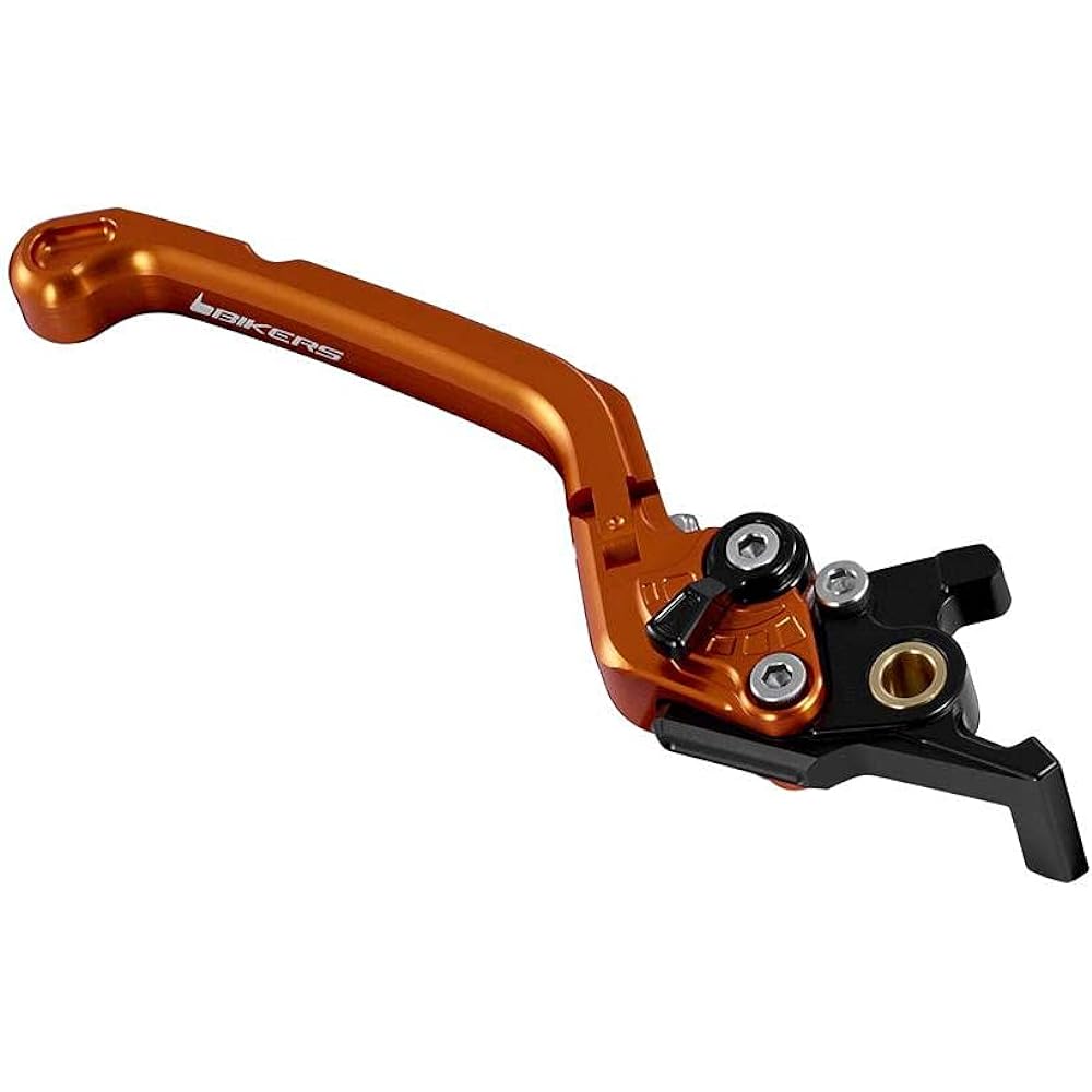 BIKERS Brake Lever Ninja250 Ninja400 Z250 Aluminum Billet Foldable 6 Level Adjustment Orange Gold BK-K249-OGD