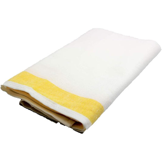 Made in Japan, linen blend glass towel, 50% cotton, 50% linen, 40 x 70, for professional use, for commercial use [10 pieces] (yellow border)