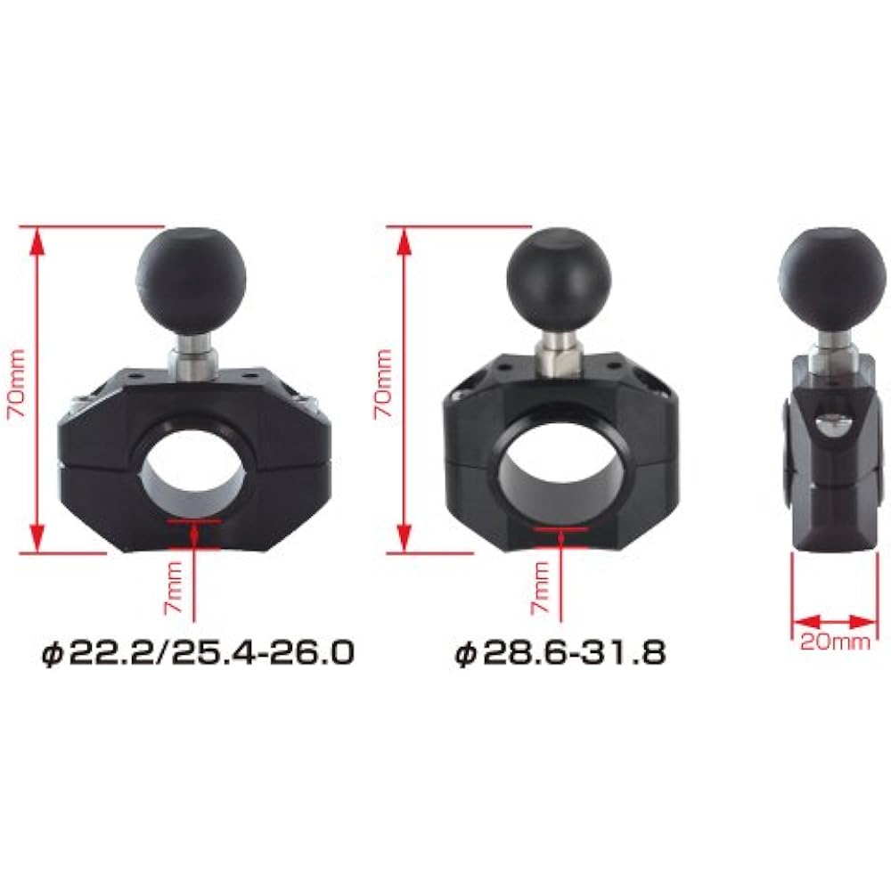 REC-MOUNTS Bike navigation mount set YUPITERU YERA Compatible YE3 Compatible clamp diameter 28.6mm/31.8mm Arm S (total length 62mm) REC-B21-BB-318(YE3)S