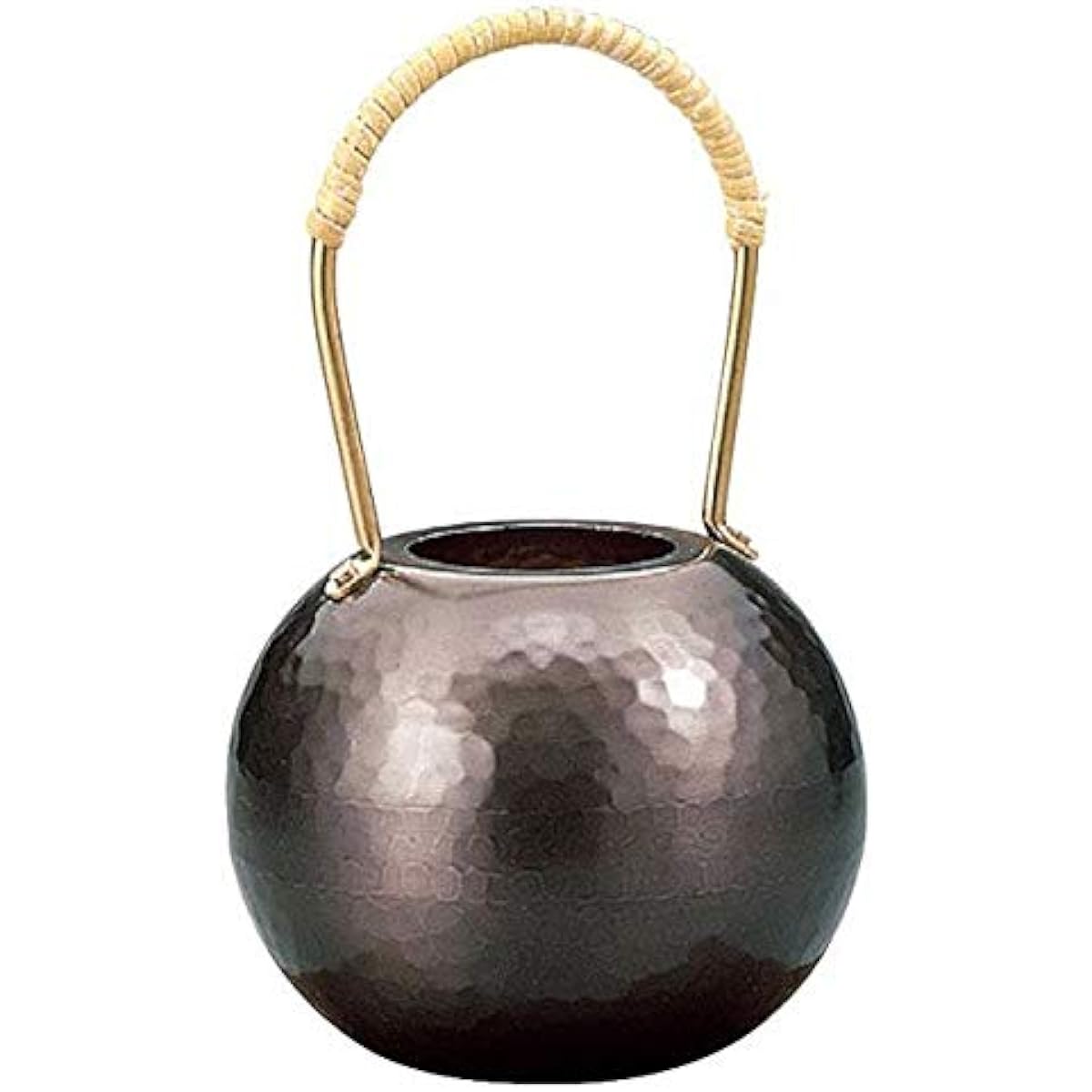 Shinkoukinzoku Flower Base Black Copper Finish 95φ x 154Hmm Shinshin Hammered Single Flower Vase with Vines BC-1302