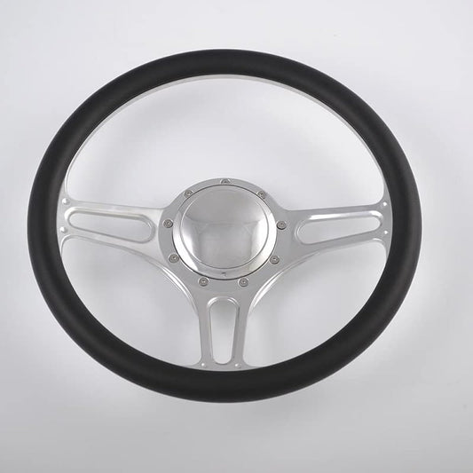 14 -inch glossy billet handle black half wrap horn button