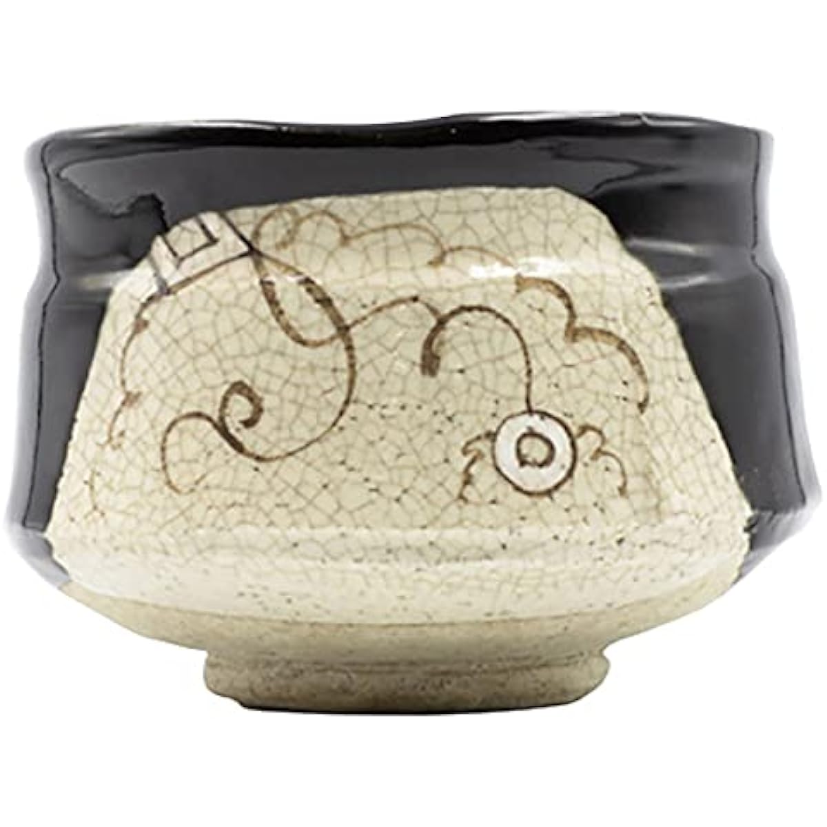 Black Oribe tea bowl (by Shunso) in wooden box [11×8.4cm 290g]