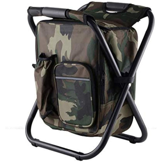 BASSSNSSE Outdoor Folding Chair, Backpack Chair, Backpack with Chair, Waterproof Thermal Insulation Pack, Ultra Lightweight, Load Capacity 150kg, Easy to Carry, Easy to Store, Multifunctional, Camping, Fishing, 2 Colors (Camouflage)