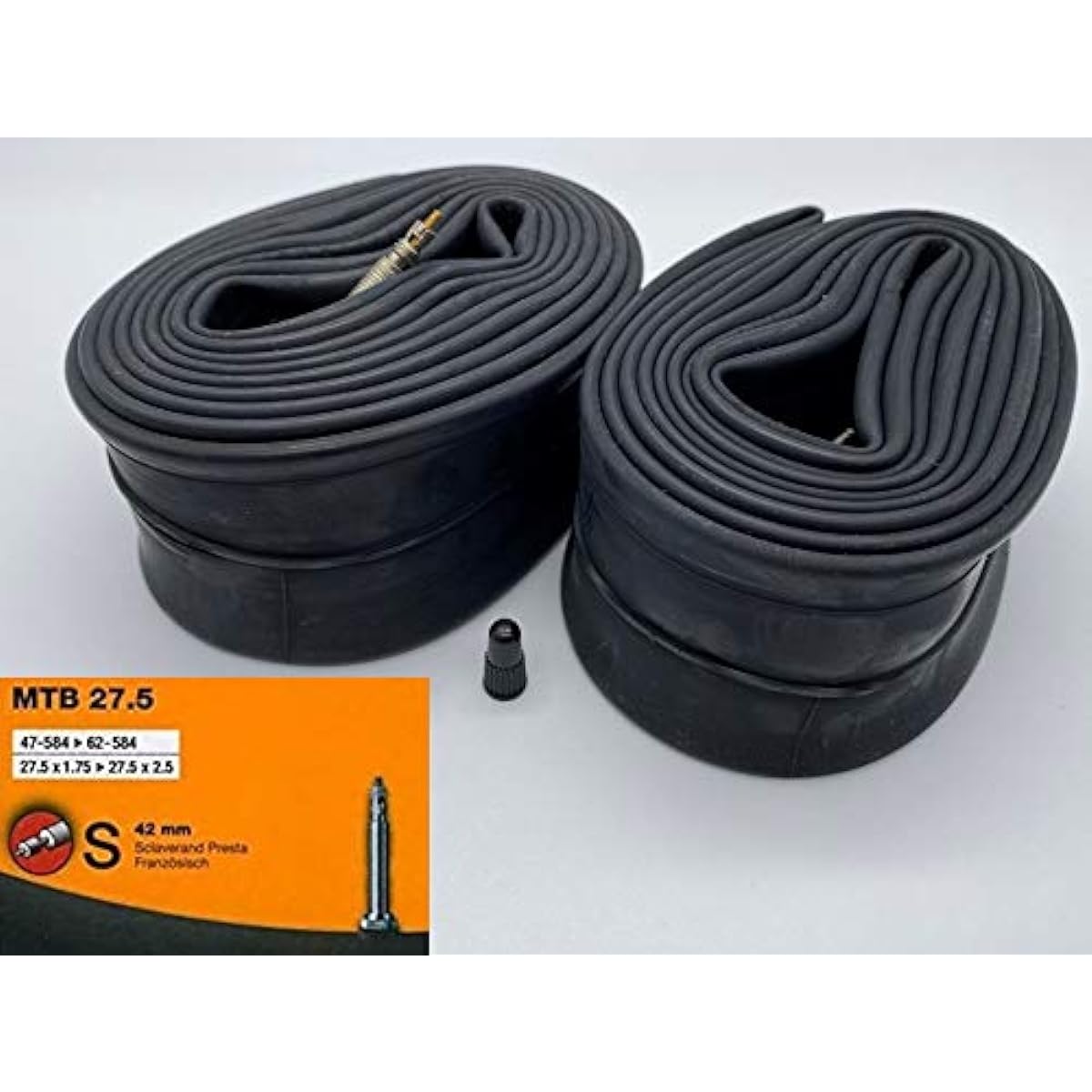 Set of 2 Continental MTB Presta tube 27.5x1.75-2.5 (47-584/62-584) Valve length 42mm [Simple package version] [Parallel import goods]