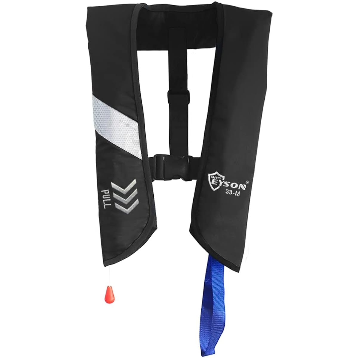 EYSON Life Jacket, Fishing Vest Type, Floating Vest, Life Jacket, Adults, CE Certification, Automatic Inflation, Manual Inflation, Sea, River Play, Unisex, Strong Buoyancy, Summer (Manual Black 1)