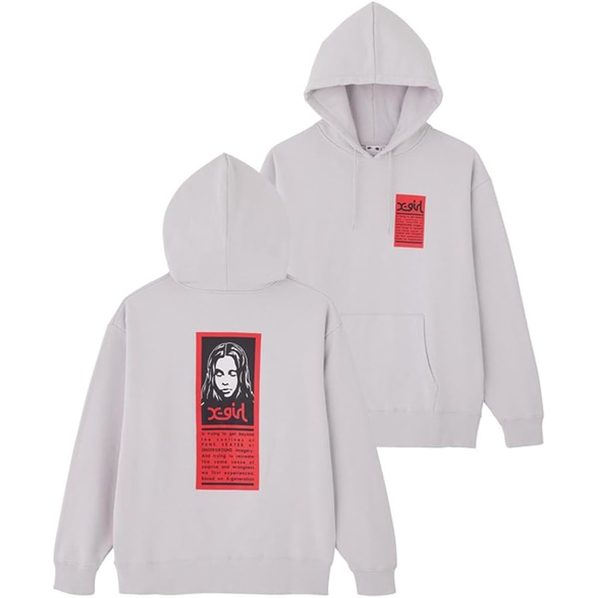 [X-Girl] Hooded Sweatshirt WORDS FACE SWEAT HOODIE Women's