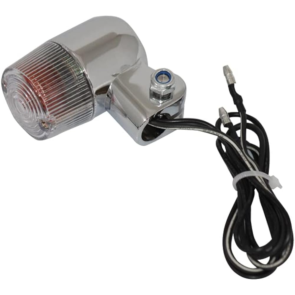 General Purpose Round Mini European Turn Signal Silver/Clear M10*76mm with Mounting Stay Set of 4