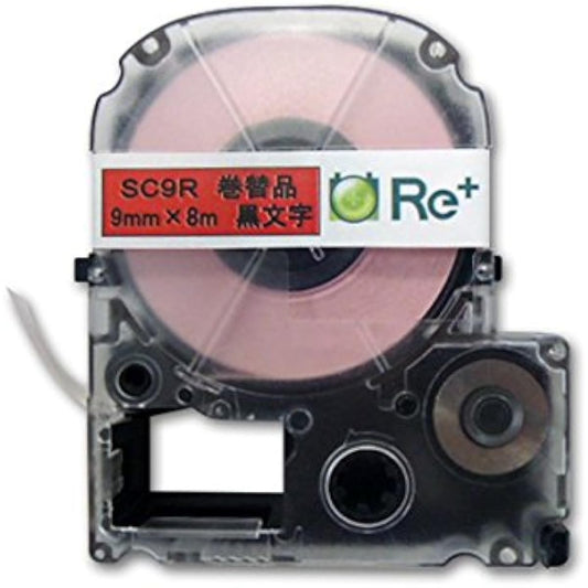 Recycled label tape 9mm red for Replus Tepra SC9R