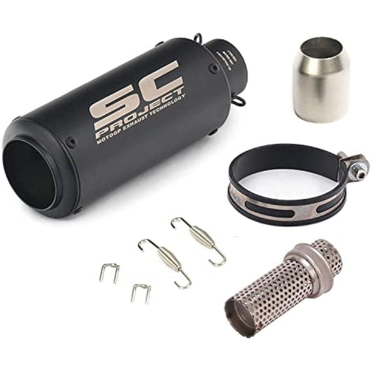 Bike Silencer Slip-on Muffler Bike Muffler Inner Baffle Inlet 50.8mm Universal Length 245mm Body Diameter 89mm