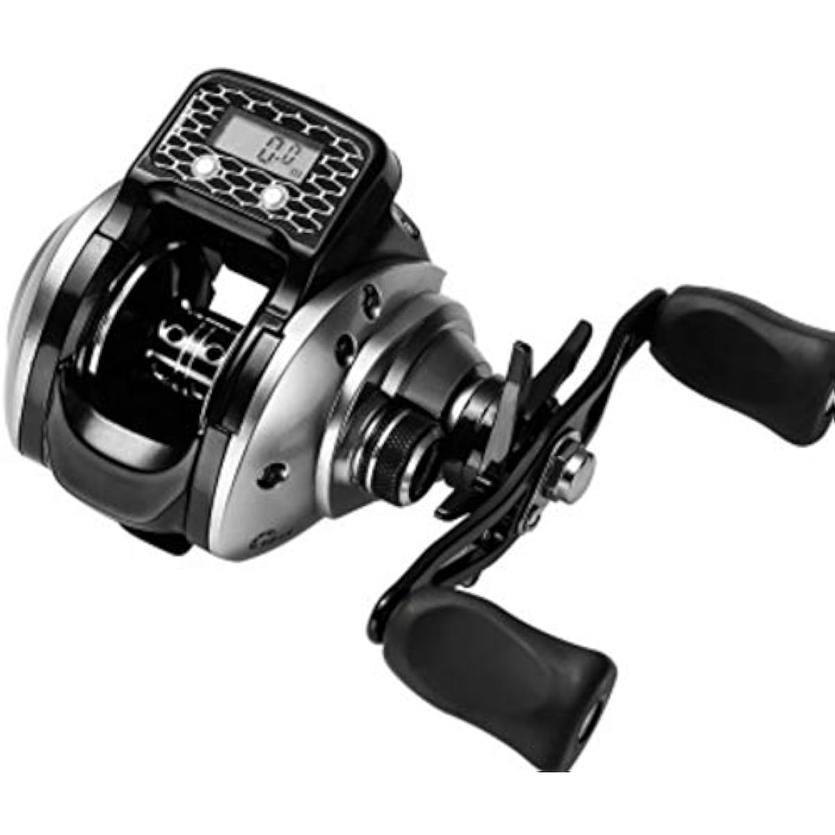 Line Counter Reel 16 + 1 Ball Bearing Gear Ratio: 6.3:1 Bait Reel Fishing Reel with Digital Display Fishing Tackle Right/Left Handle Maximum Drag Force 5kg Automatic Reel Winding Function Waterproof Design EasyRaku (Right Handle)
