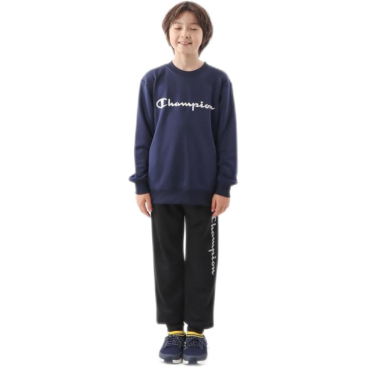 [Champion] CK-YS017 Sweatshirt, Kids, Long Sleeve, Round Neck, Quick Drying, Script Logo, Crew Neck Shirt, Basic Sports