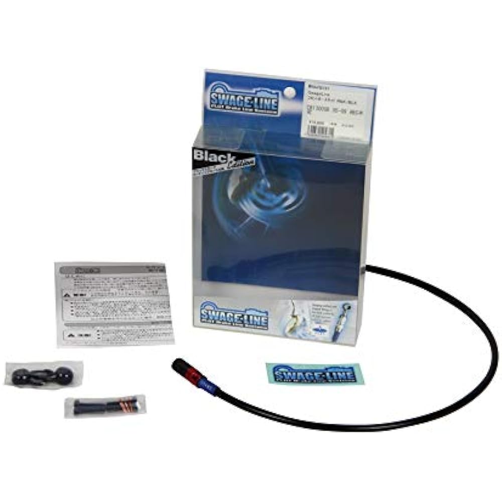 Swage-Line Brake Hose Kit Front Aluminum Red & Blue/Black Hose DIO110(15) SAFB0013