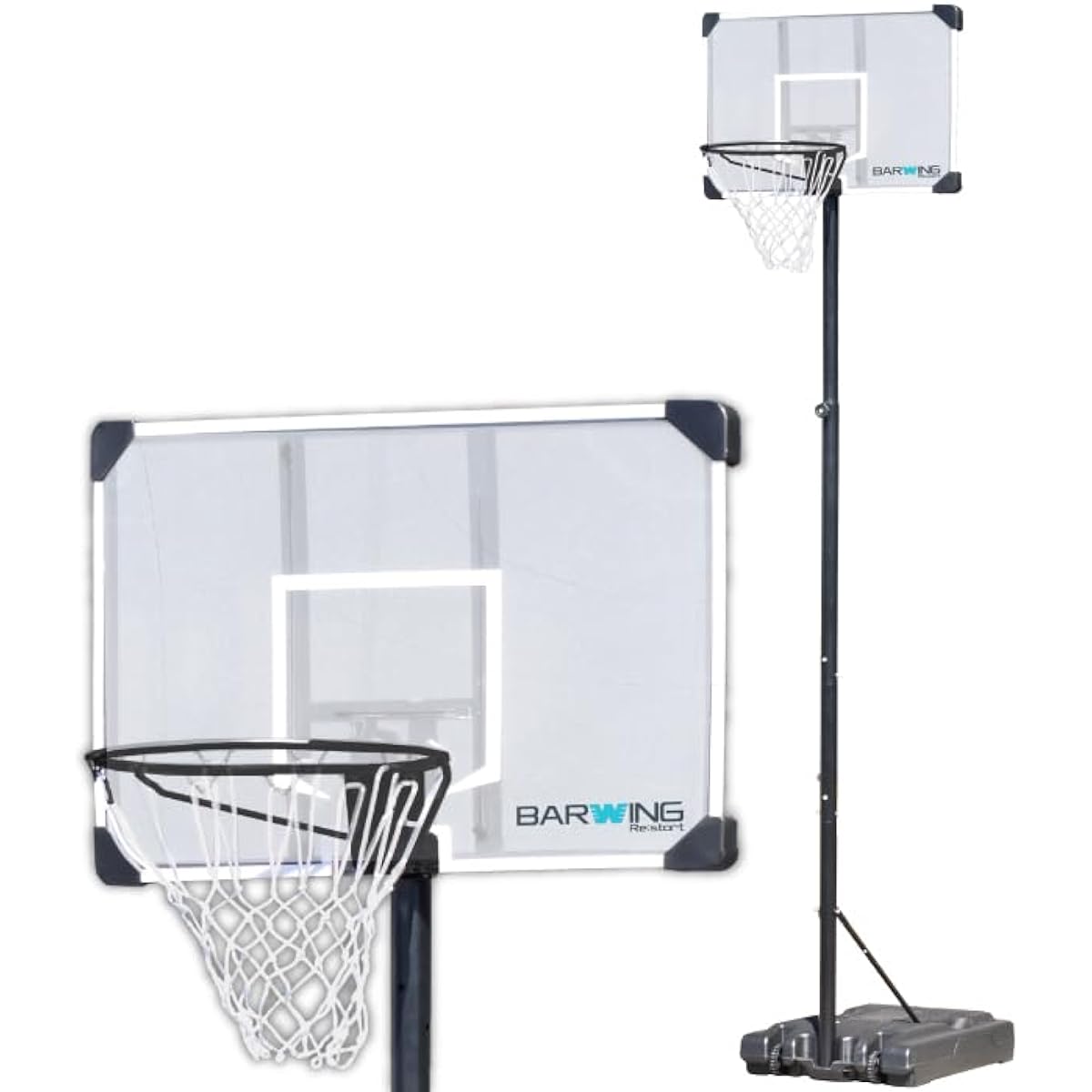 BARWING Basketball Goal 04 Stepless Adjustment 2 Year Warranty Free Feet Model Compatible with Minibus Size 230cm General Official Size 305cm Comes with Casters Official Size Ring Outdoor Home Use Mobile Practice 45cm Basketball (04)