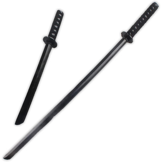 Rimikuru Long Sword, Small Sword, Black, Wooden Sword, Suburi, Iaido Sword, Black Sword with Tsuba, Set of 2, Training, Training, Short Sword