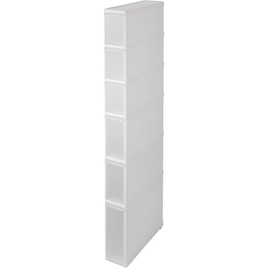 Like-it Kitchen Storage Gap Storage Drawer Super Slim 6 Tiers Approx. Width 14 x Depth 46.5 x Height 145cm White Made in Japan FTS-123