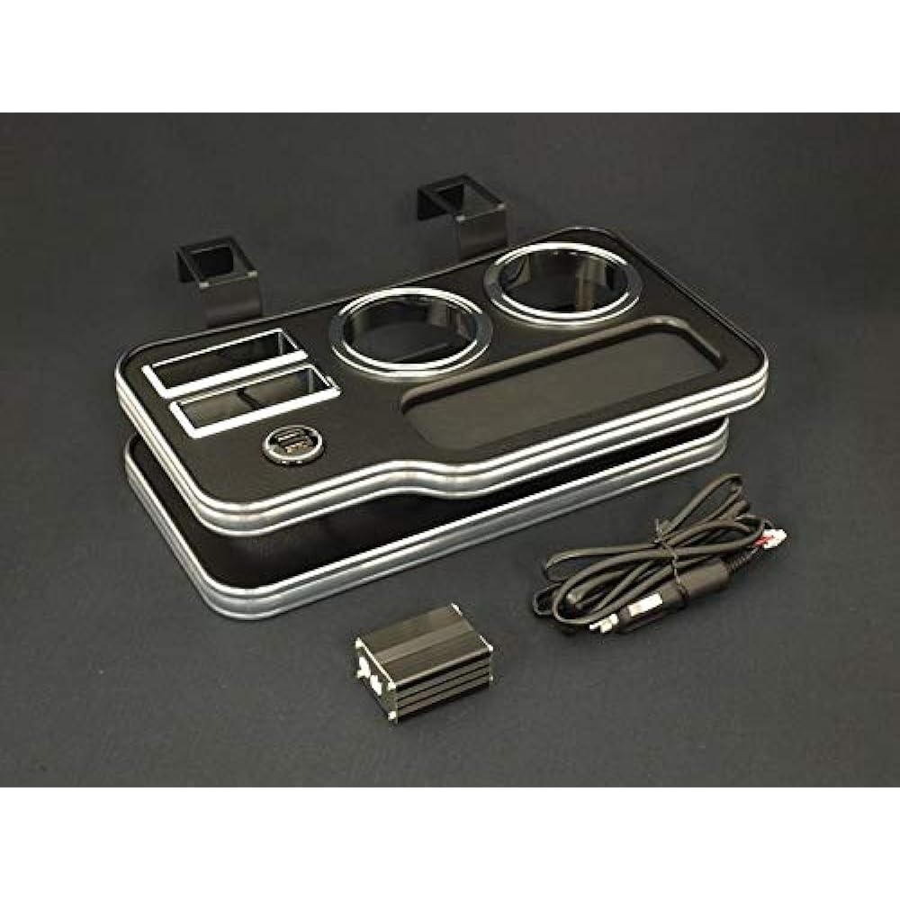 Rim NV350 Caravan (front 2-seater only) Front center drink holder with USB holder V2 black leather finish G22-351