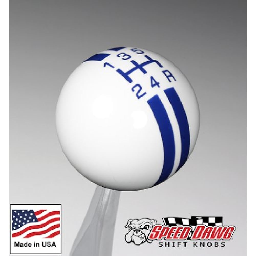 SPEED DAWG SK502NL-RBL-5RDR White/Dark Blue Rally Stripe 5-speed Shift Knob