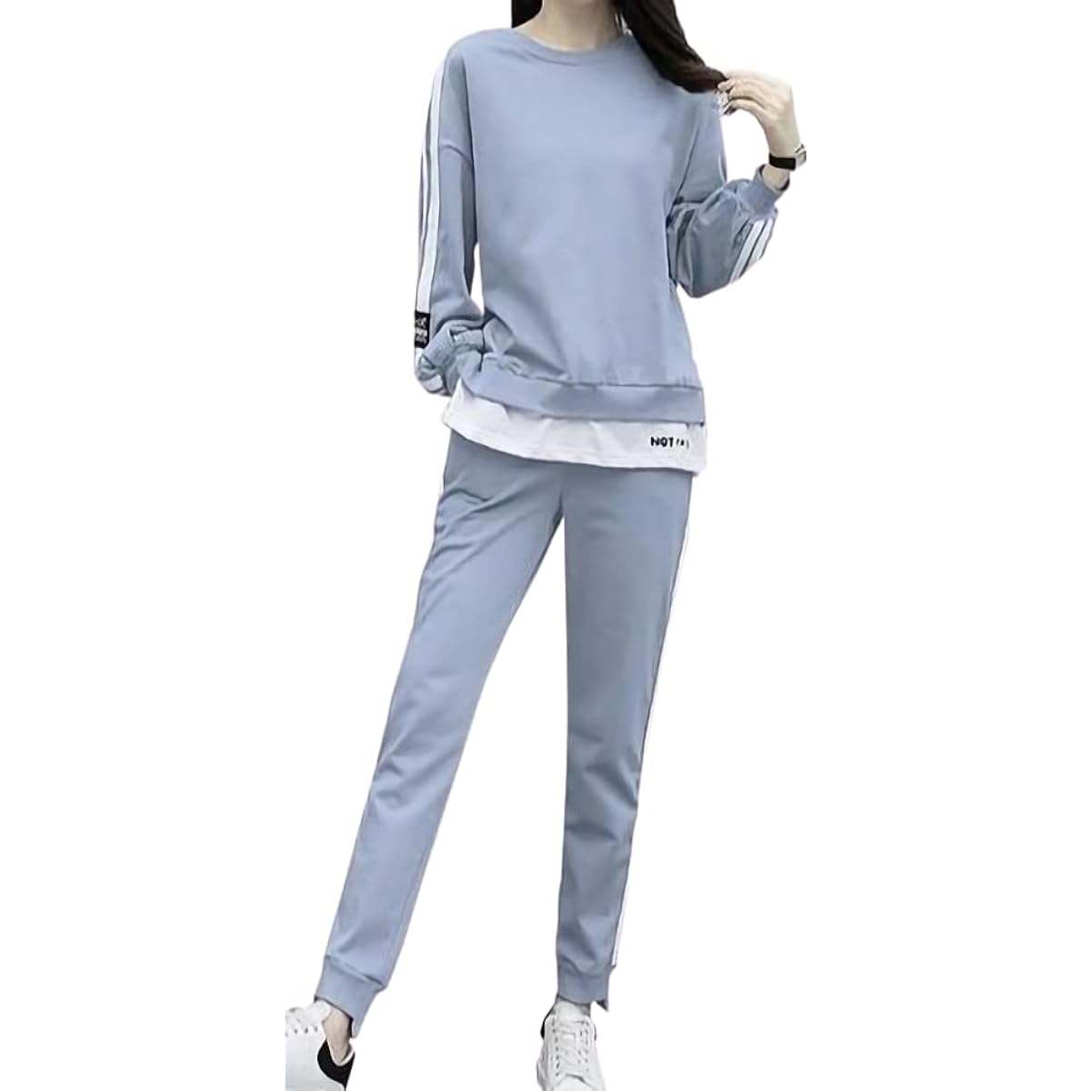 [Emptio] Top and Bottom Set Training Wear Tops Women's 3/4 Sleeve Jogger Jogging Sweatshirts