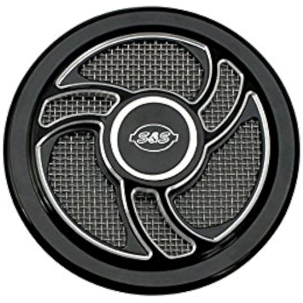 S&S Stealth Air Cleaner Cover Single Tri-Spoke Black/Silver 170-0210