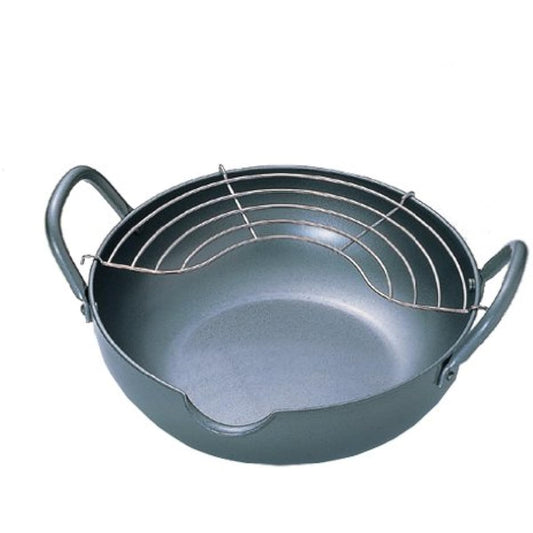 Tamahashi Tempura Pot 26cm Made of Iron with Shade Compatible with IH/Gas Fire Made in Japan Gokuten GT-26W
