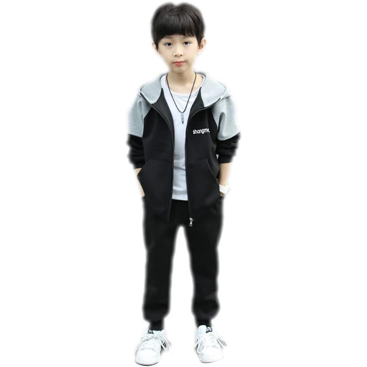 YNICEY Kids Boys Jersey Top and Bottom Set Hoodie Long Pants Hooded Spring/Autumn Children's Clothes Sweat Setup Simple Athletic Wear Sportswear Casual 120-160cm