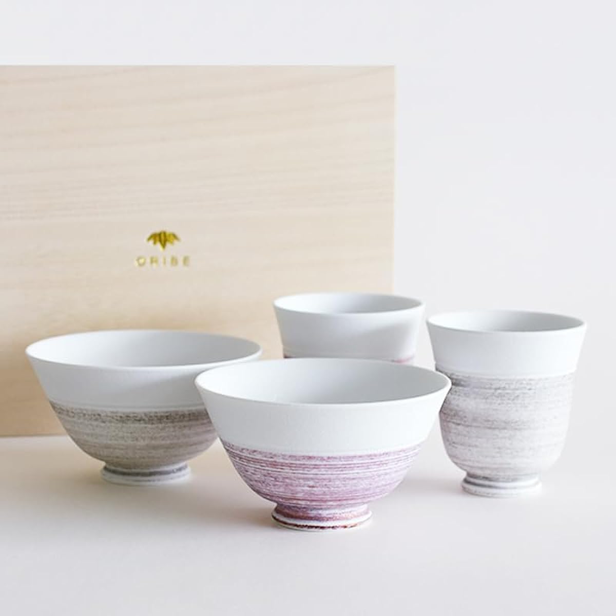 Oribe Kegon Couple Pair Present Gift Tableware Set Tea Bowl Boxed Microwave Safe