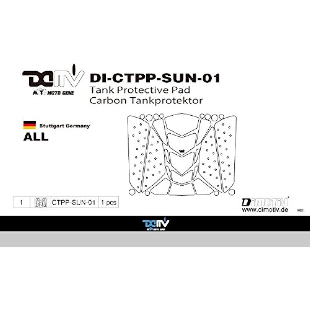 General purpose 3D tank pad K3 carbon streamline structure (Tank Protective Pad with Fairing Side Pad) DI-CTPP-SUN-01