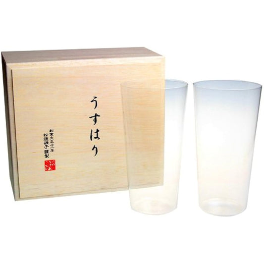Gift Only One [Shotoku Glass] Usuhari Glass Tumbler (L) Pair/In Wooden Box