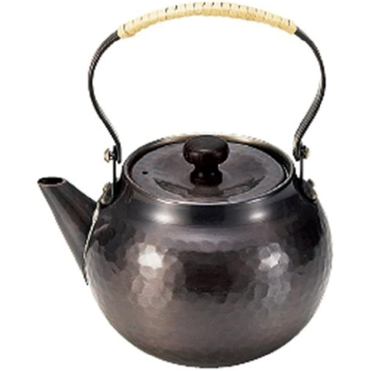 Shinko Metal (Sinkoukinzoku) Teapot Black Copper Finish 370ml Pure Copper Black Copper Finish Hammered Teapot Tsurunaki BC-103