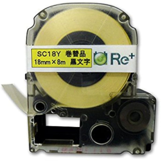 Recycled label tape 18mm yellow for Replus Tepra SC18Y