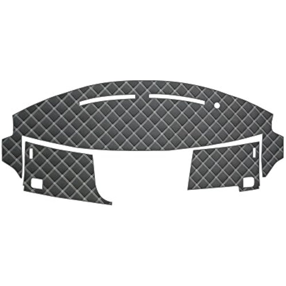 BMS Dashboard Mat DIK Leather Black W-SQUARE#50 White/Daihatsu Tanto/Custom H25/10~ LA600/610S Vehicle with Auto Light Sensor LDM-D18A-MWWH