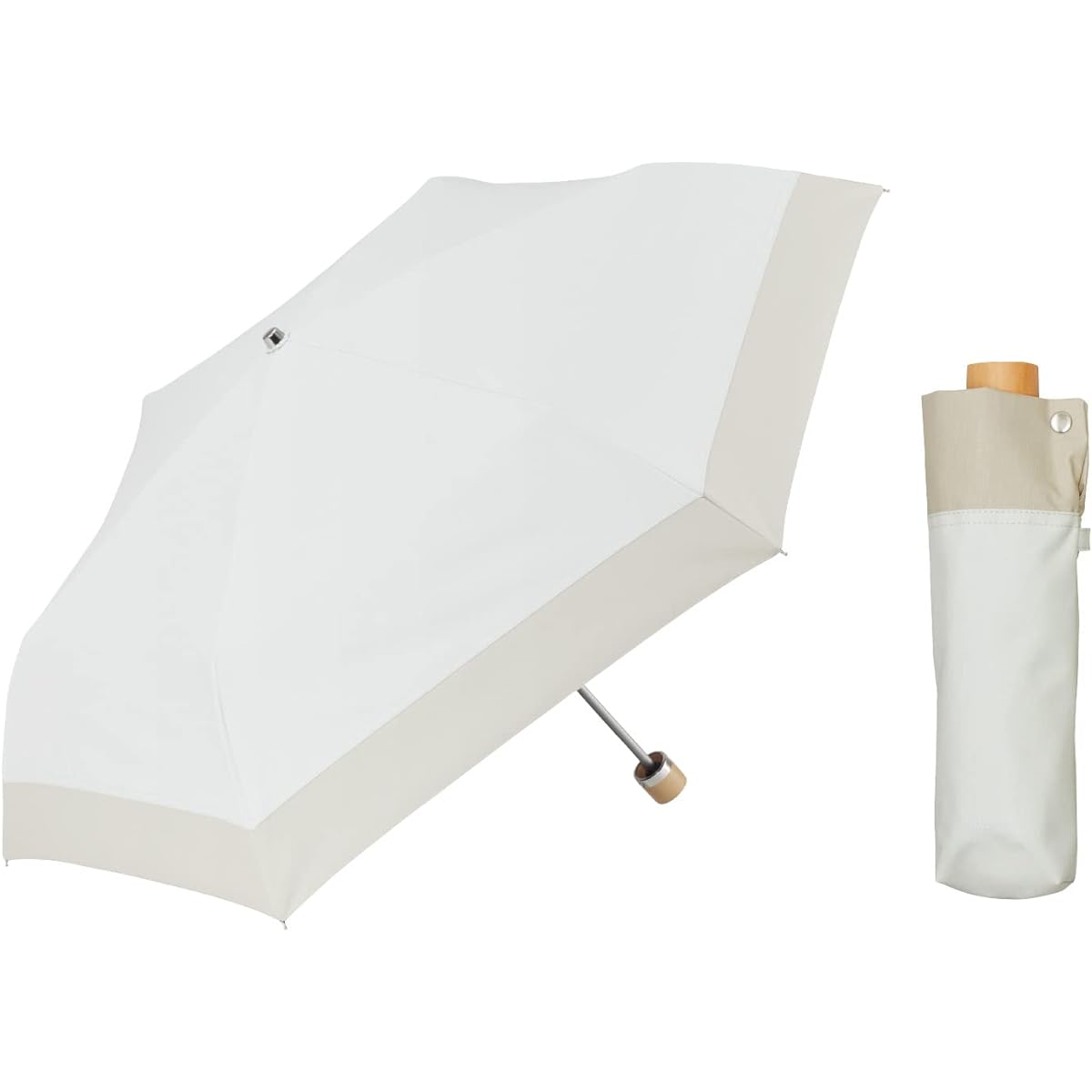 Waterfront Folding Umbrella, Parasol and Rain Umbrella [Official Limited] COKAGE+ Wooden Hand Cut Lily White 50cm Highest Standard Parasol UV Protection 99.9% Women's S350-0734WH1-BD