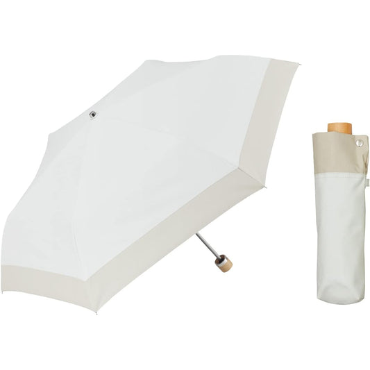 Waterfront Folding Umbrella, Parasol and Rain Umbrella [Official Limited] COKAGE+ Wooden Hand Cut Lily White 50cm Highest Standard Parasol UV Protection 99.9% Women's S350-0734WH1-BD