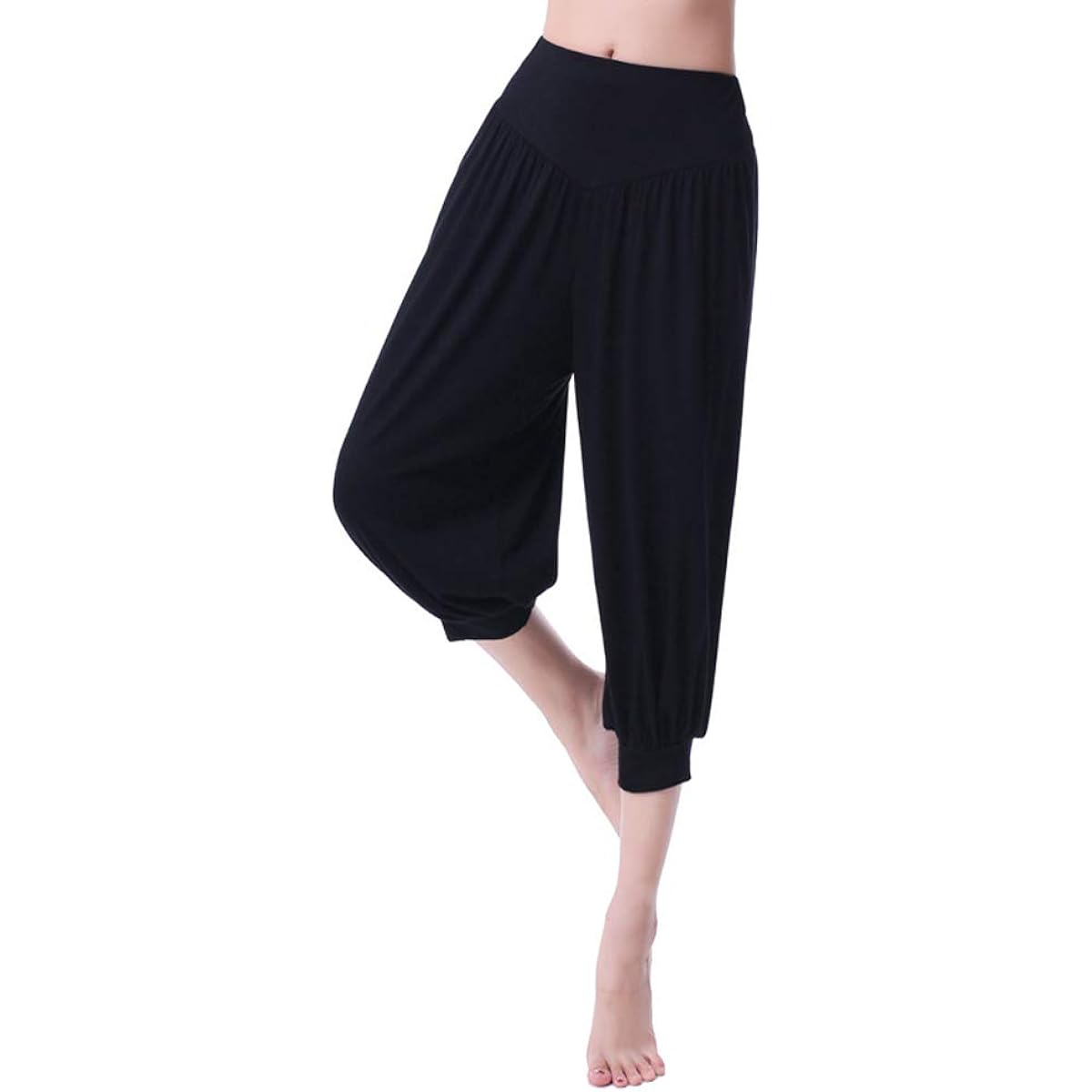 [JASDESIGN] Women's Yoga Pants, 3/4 Length, 8/4 Length, Yoga Wide Pants, Sarouel Fitness Pants JM-169