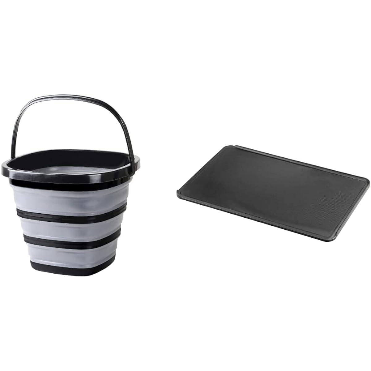 Pearl Metal Folding Bucket 10L Square Compact Storage Black Width 30.5 x Depth 31 x Height 24cm Car Wash Outdoor Camping AZ-5501 & [BLKP] Made in Japan Light Antibacterial Cutting Board M Limited Black with Guard BLKP Black AZ-5048 [Set Purchase]