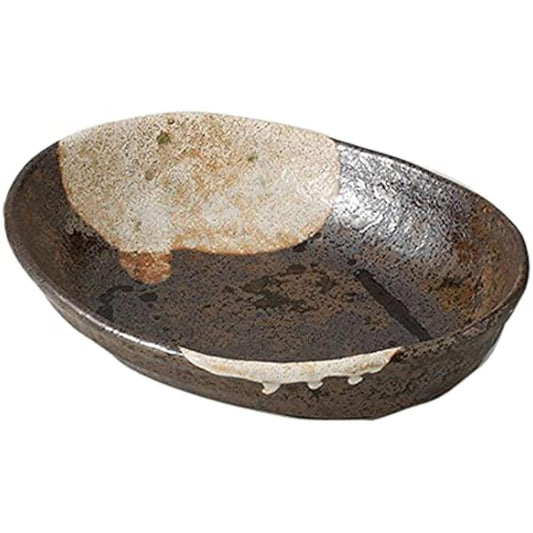 Set of 10 Oval bowl [20.3 x 15.3 x 5.2cm 360g] [Simmered pot] [For restaurants, inns, Japanese tableware, restaurants, commercial use]