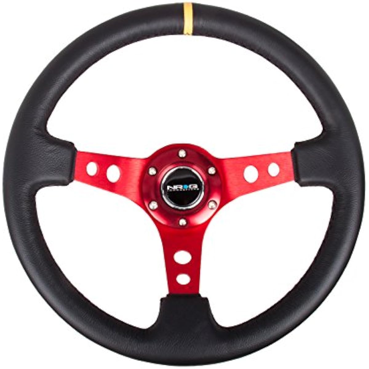 NRG Innovations RST-006RD-Y reinforced wheels-350mm sports steering wheels (depth 3 inches) black