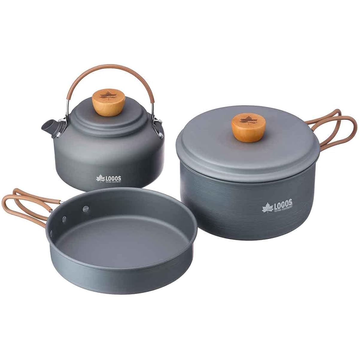 LOGOS Cooker & Kettle Set 81210212 Gray [Pot] (Approx.) Diameter 16.5 x Height 8.2cm