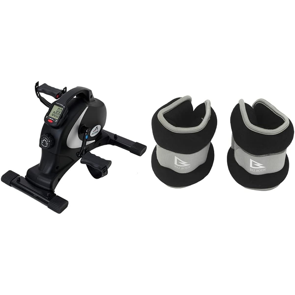 ALINCO Fitness Bike Aero Magnetic Bike Mini Magnet 8 Levels Load Large LCD Meter Space Saving AFB2018K Introduced on TV Quiet Easy Assembly Easy Moving Telework Home + ALINCO Wrist Ankle Weight 2.0kg Set of 2 WB308