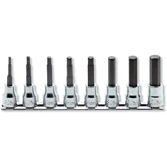 Koken 3/8 (9.5mm) SQ. Hex bit socket (with grip ring) rail set, total length 100mm, 8 pieces RS3015M/8-L100