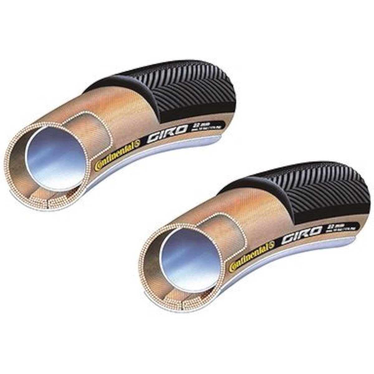 Set of 2 CONTINENTAL Tubular Tires GIRO 28"x22mm 700 x 22C Black & Brown [Parallel Import]