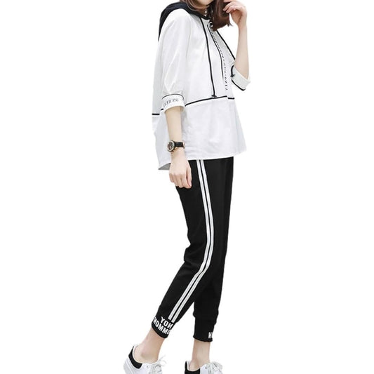 [AQUA Marine] Top and Bottom Set Jersey, Women's Pullover, Top and Bottom Set, Korean Style, Relaxed, Loungewear, Sportswear, Sweat Absorbent, Quick Drying, Hooded Parka, Cute